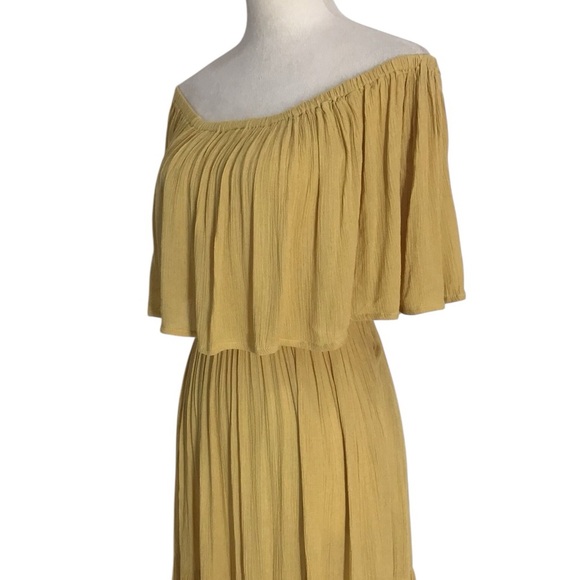 Elan Off The Shoulder Tiered Maxi Dress In Mustard New - Picture 5 of 8